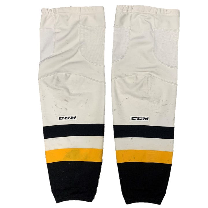 OHL - Chaussettes de hockey CCM d'occasion (blanches/noires/jaunes)